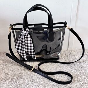 Nanette Lepore Clear PVC  Stadium Crossbody With Black Insert Bag 8” X 9”x 4”